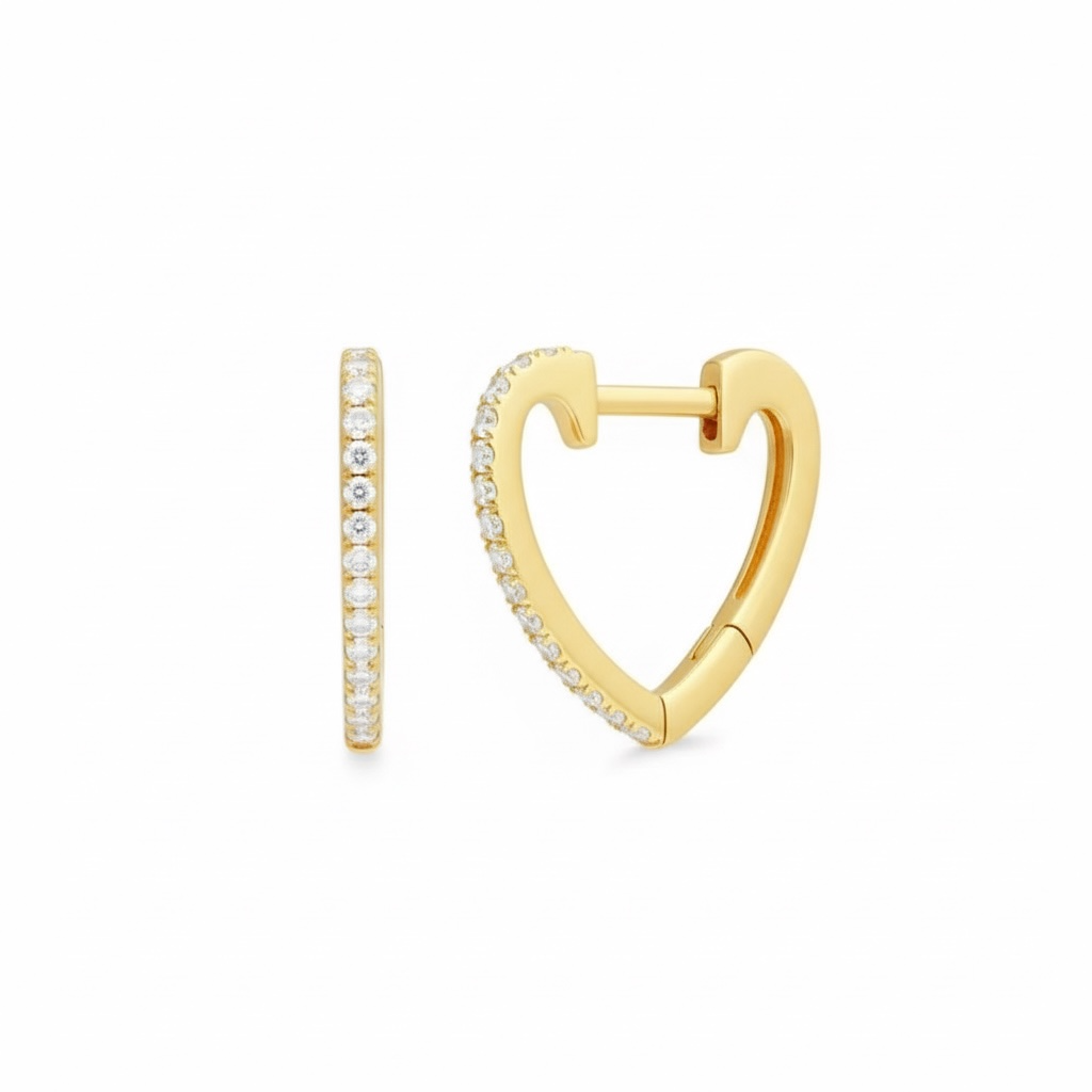 Páve Heart Huggie Earrings
