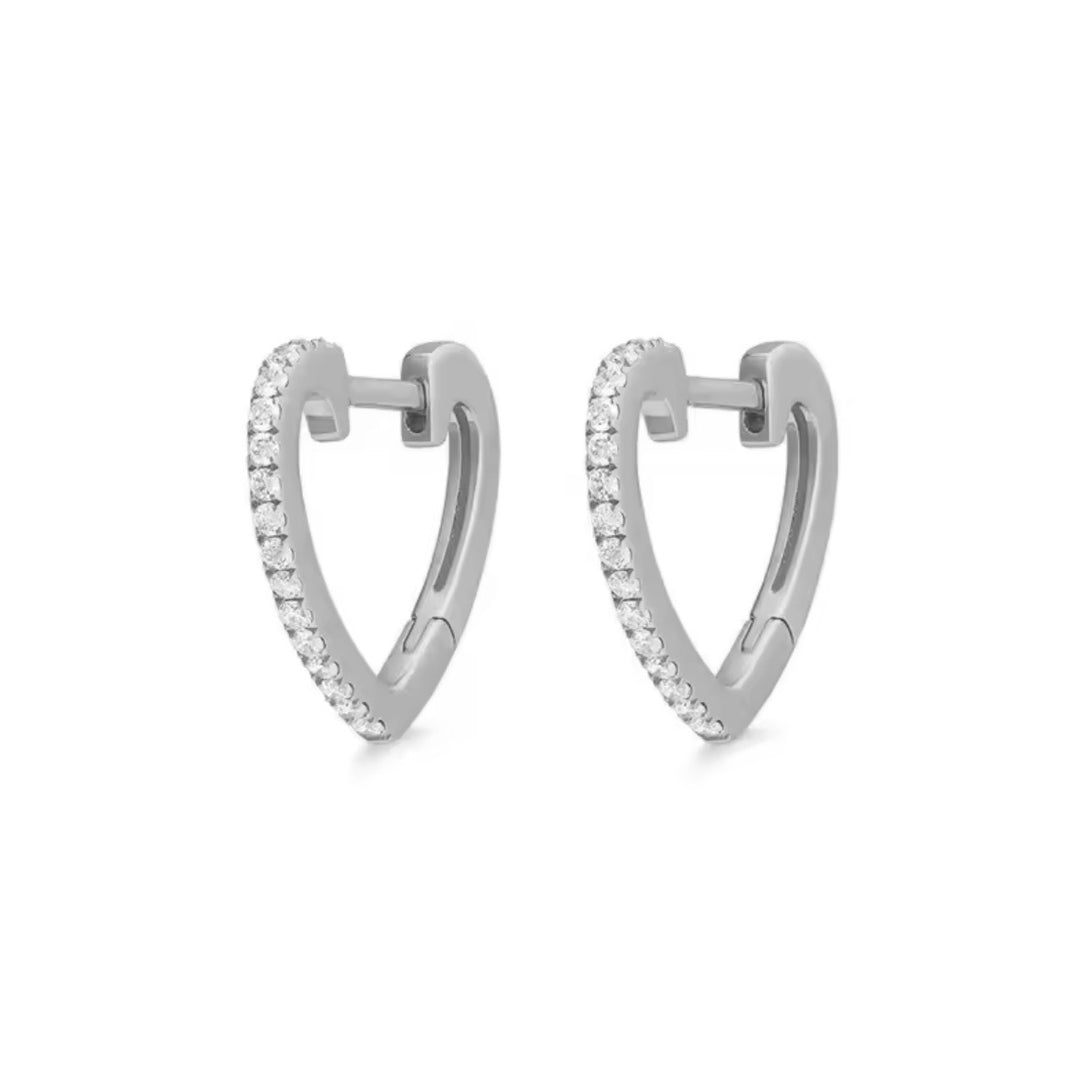 Páve Heart Huggie Earrings