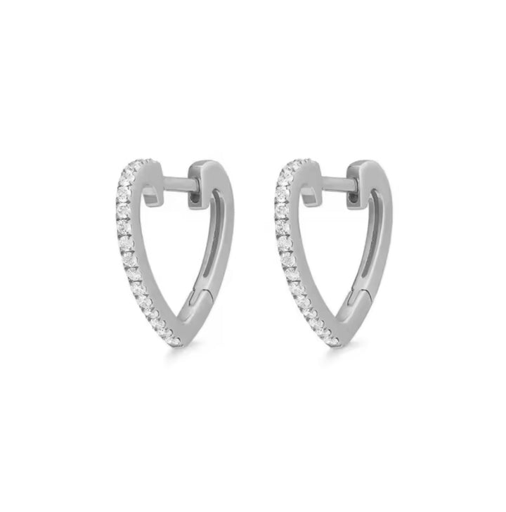 Páve Heart Huggie Earrings