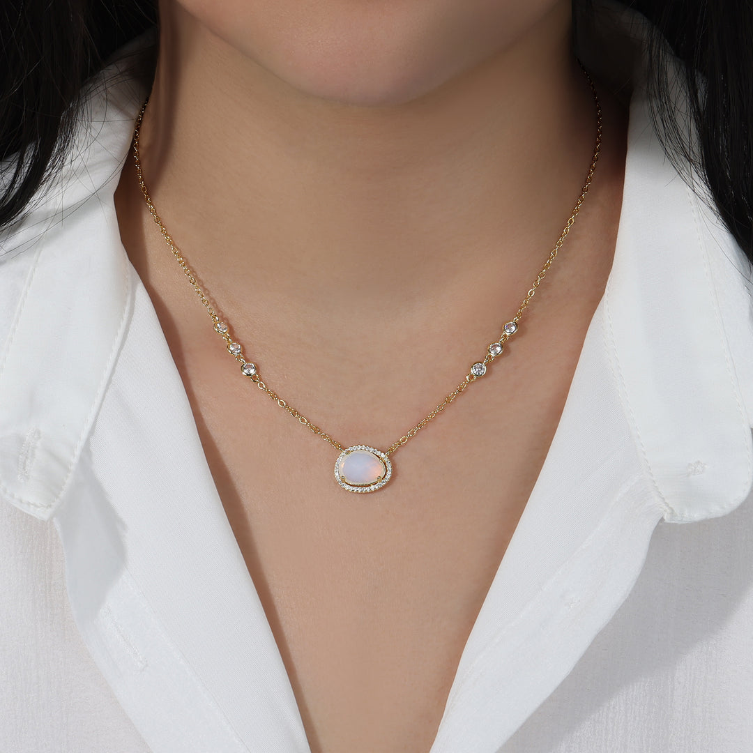 Opal Halo Necklace