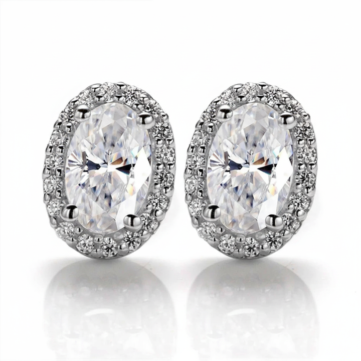 Oval Diamond Stud Earrings