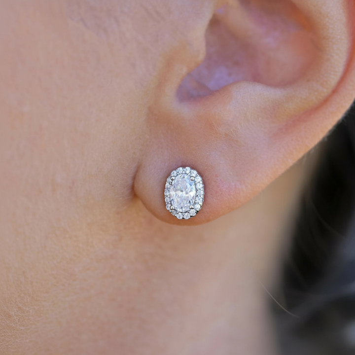 Oval Diamond Stud Earrings