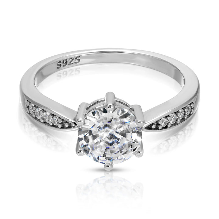 Round Cut Silver Engagement Ring