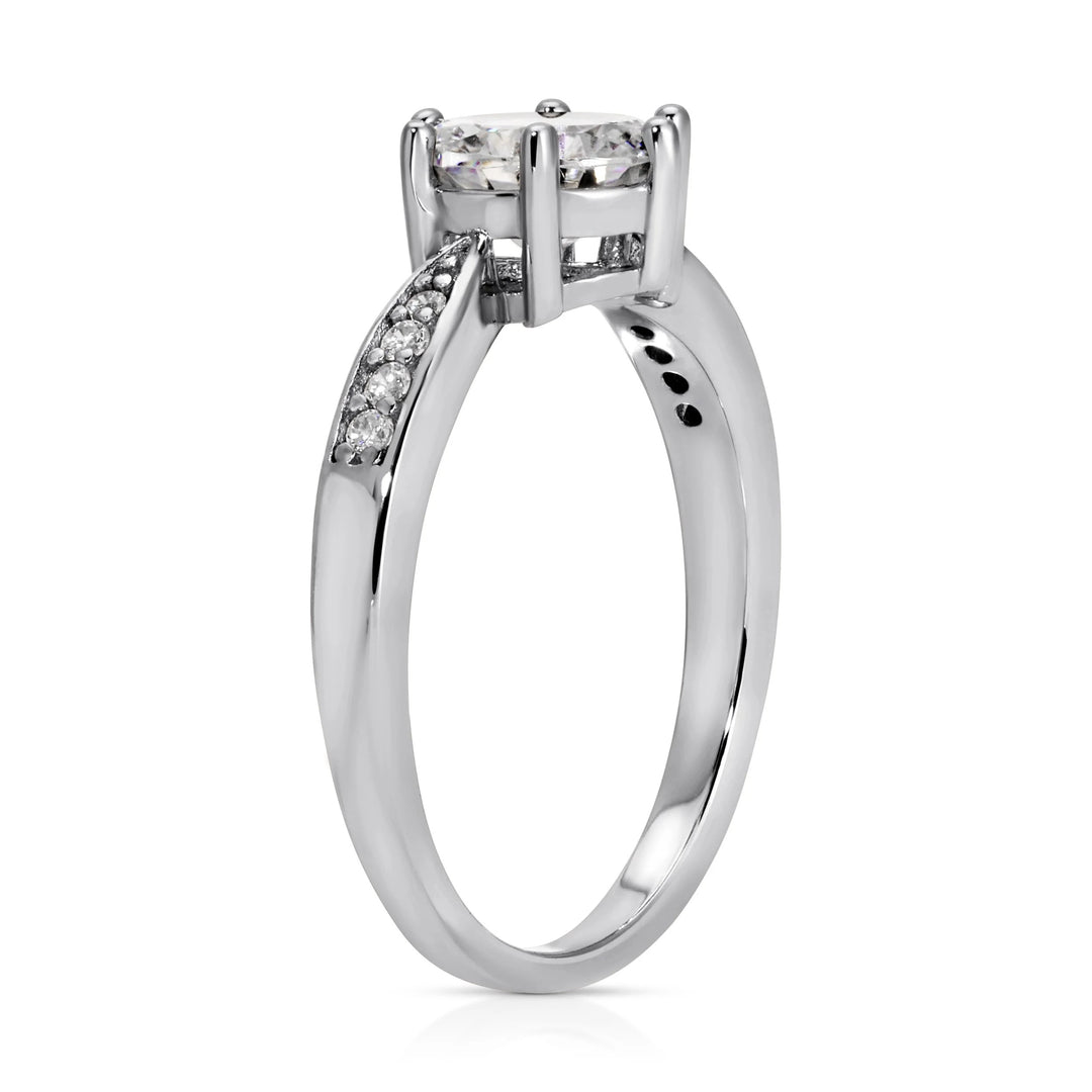 Round Cut Silver Engagement Ring