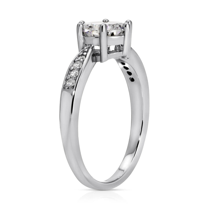 Round Cut Silver Engagement Ring