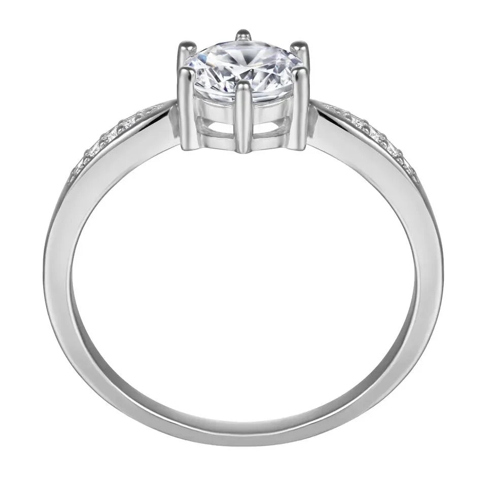 Round Cut Silver Engagement Ring