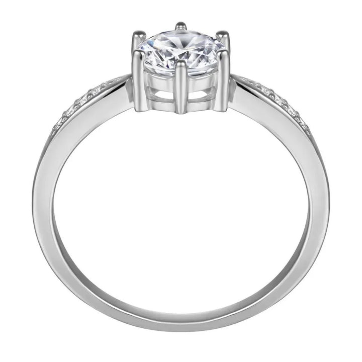 Round Cut Silver Engagement Ring
