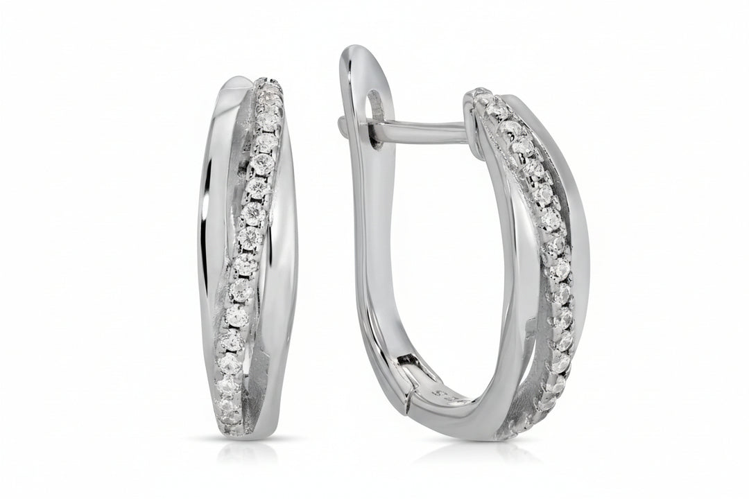 Pave Twist Hoop Earrings
