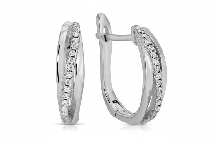 Pave Twist Hoop Earrings
