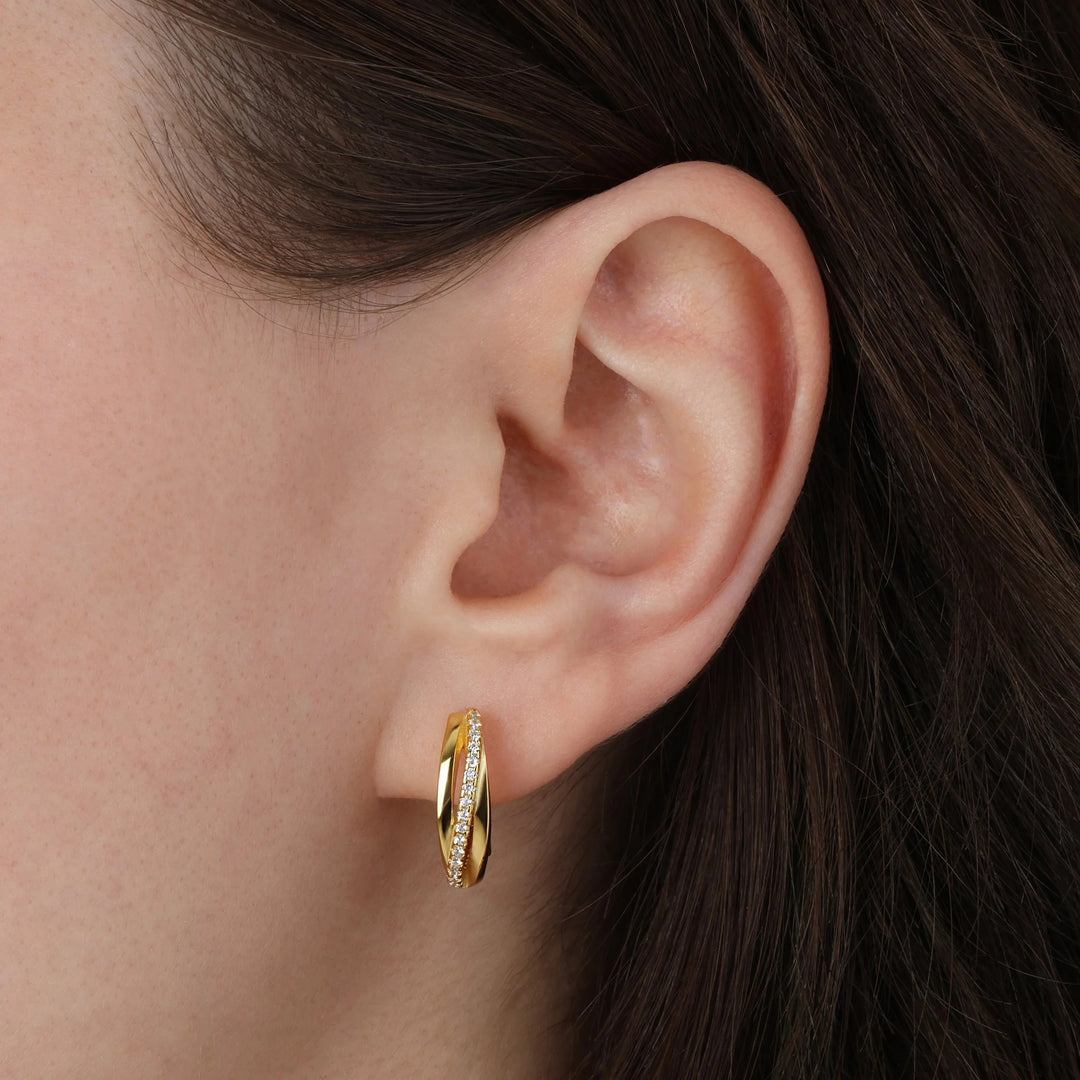 Pave Twist Hoop Earrings