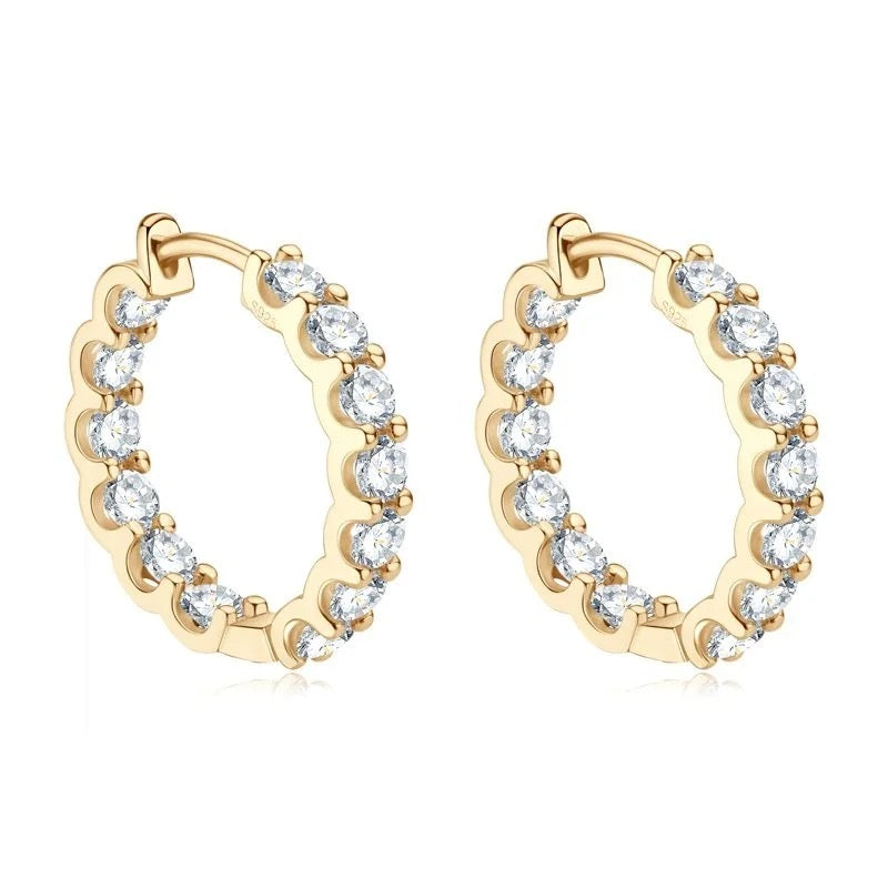 Simulated Diamond Huggie Hoop Earrings