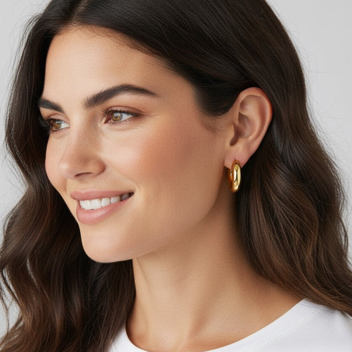 Thick Huggie Hoop Earrings