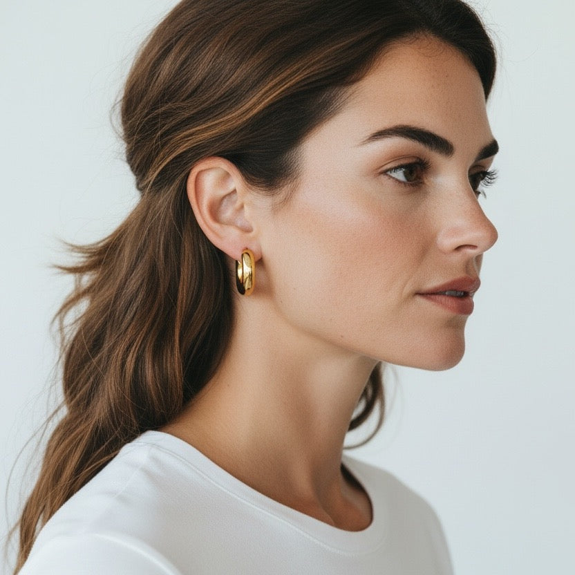 Thick Huggie Hoop Earrings