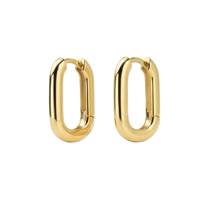Oval Huggie Hoop Earrings