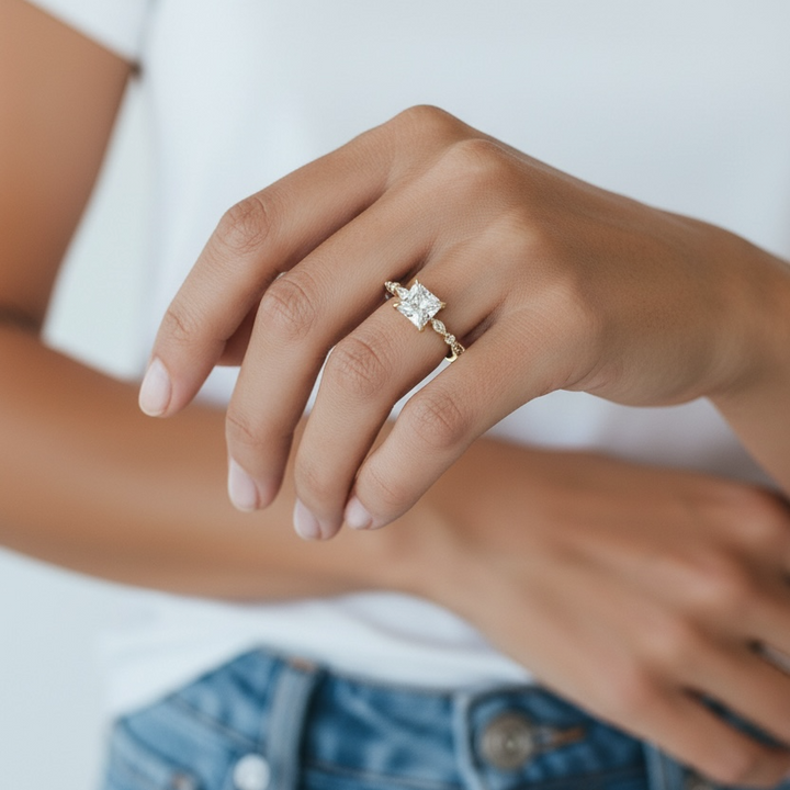 2 CT Princess Cut Engagement Ring