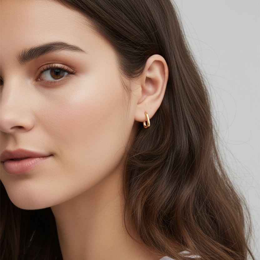 Oval Huggie Hoop Earrings