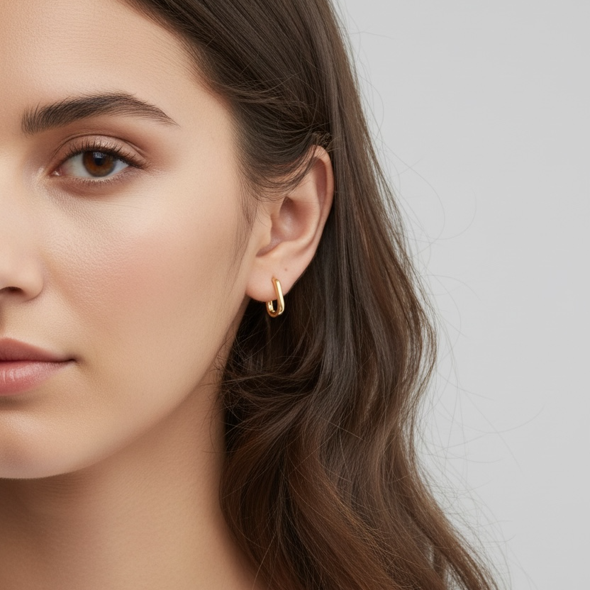 Oval Huggie Hoop Earrings