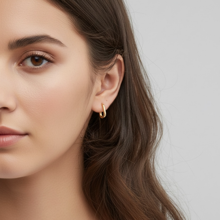 Oval Huggie Hoop Earrings