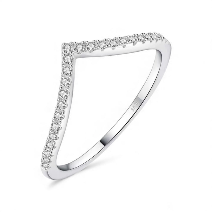 V Shaped Pavé Stacking Ring