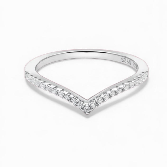 V Shaped Pavé Stacking Ring