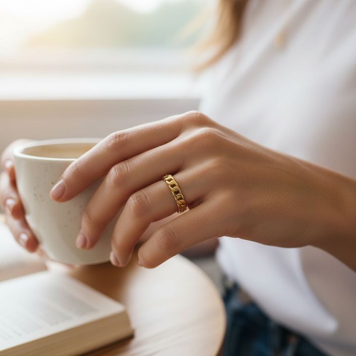 Gold Cuban Link Ring