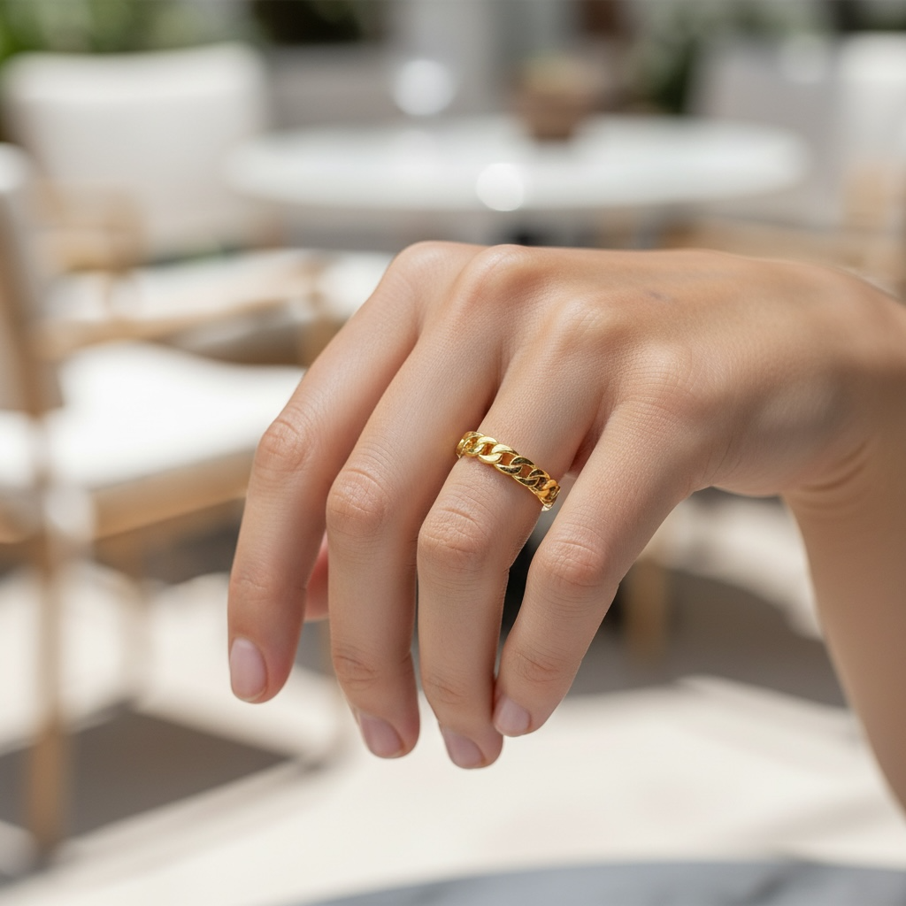 Gold Cuban Link Ring