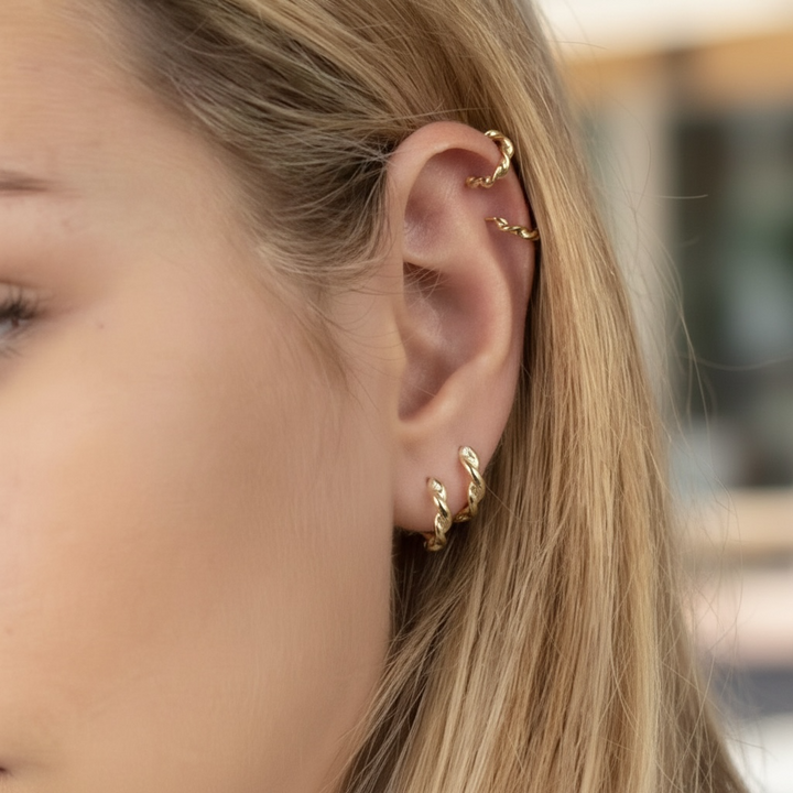 Twisted Huggie hoop Earrings