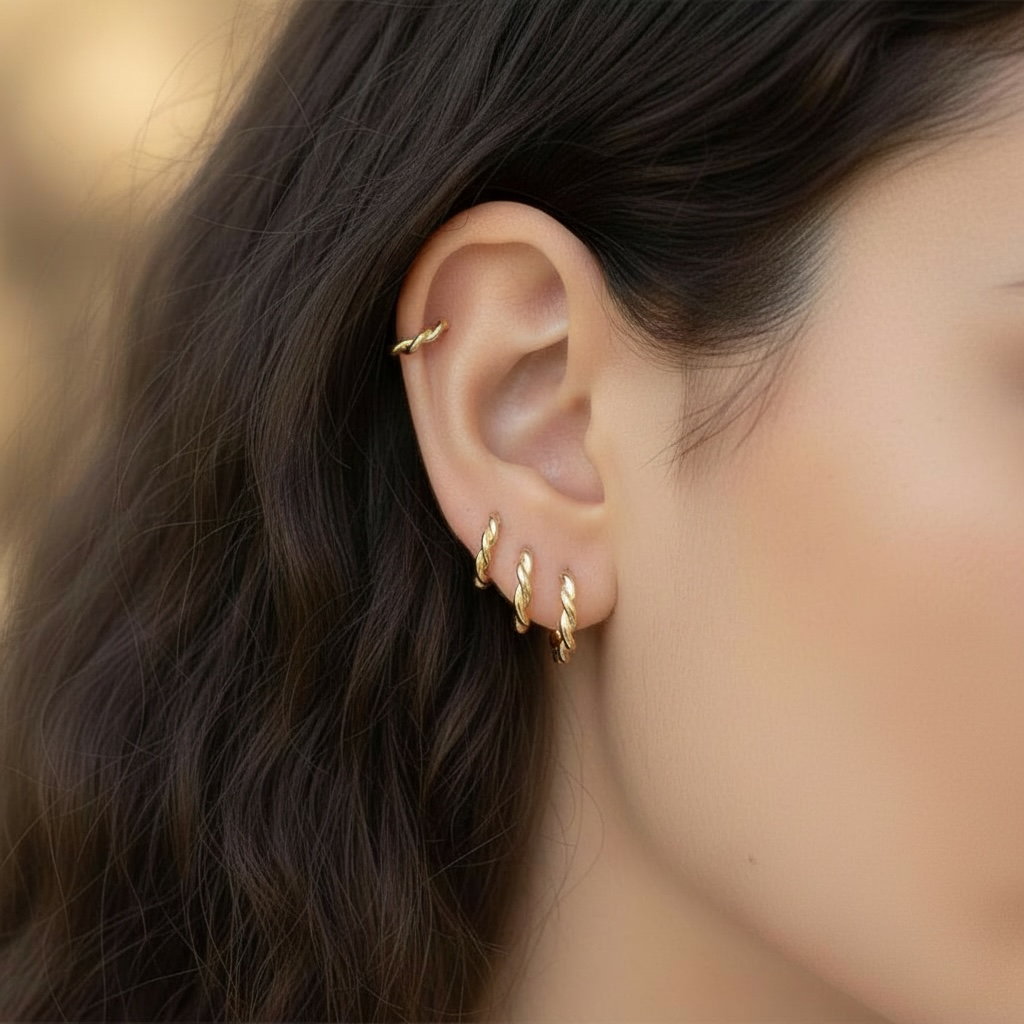 Twisted Huggie hoop Earrings