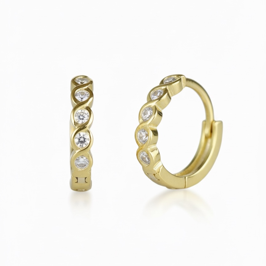 Bezel Huggie Hoop Earrings