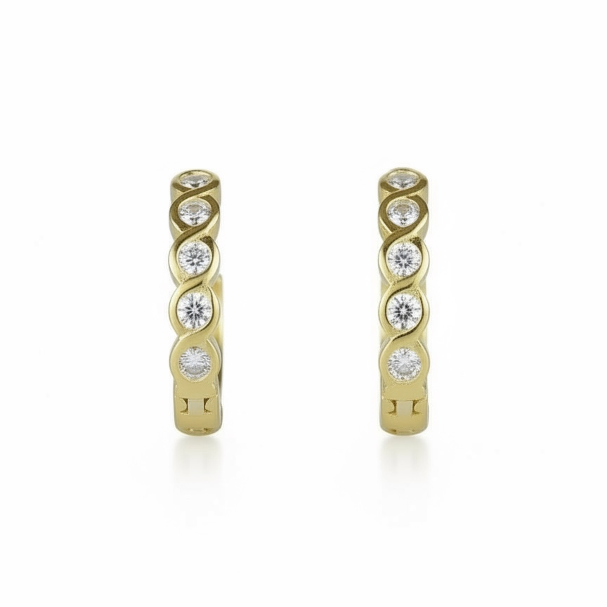 Bezel Huggie Hoop Earrings