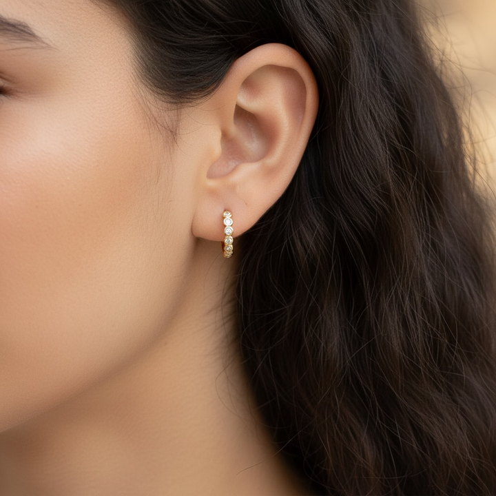 Bezel Huggie Hoop Earrings