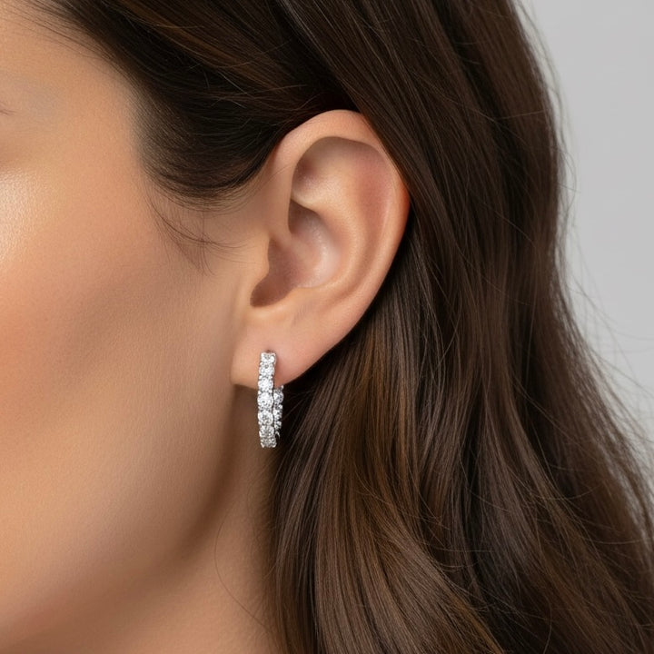 Simulated Diamond Huggie Hoop Earrings