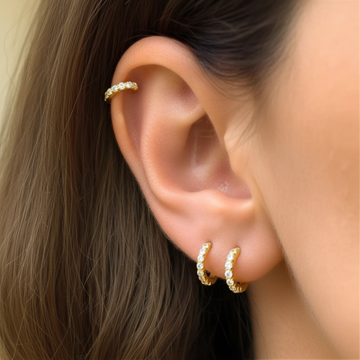 Small Pave Hoop Earrings