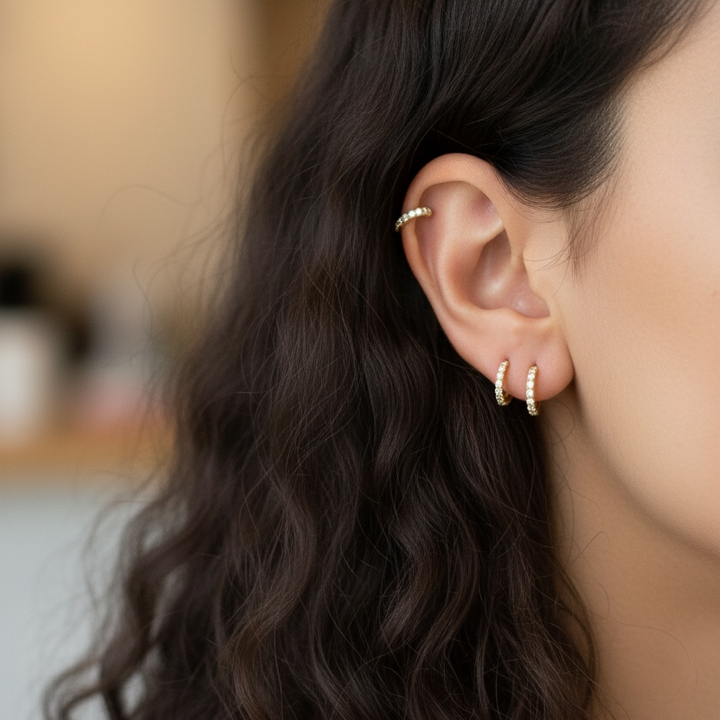 Small Pave Hoop Earrings