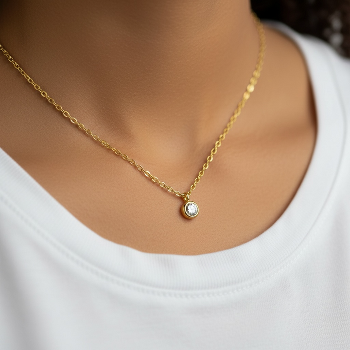 Dainty Thin Diamond Stud Necklace