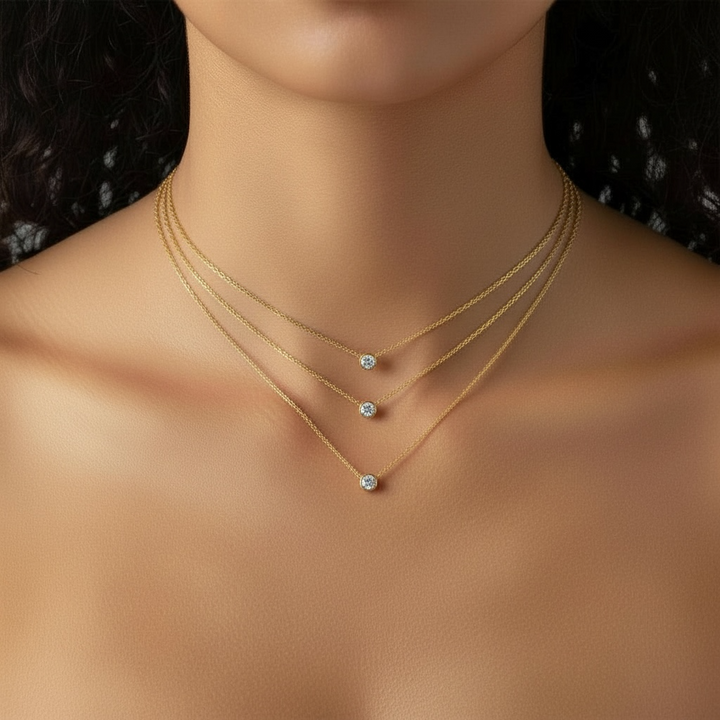 Dainty Thin Diamond Stud Necklace