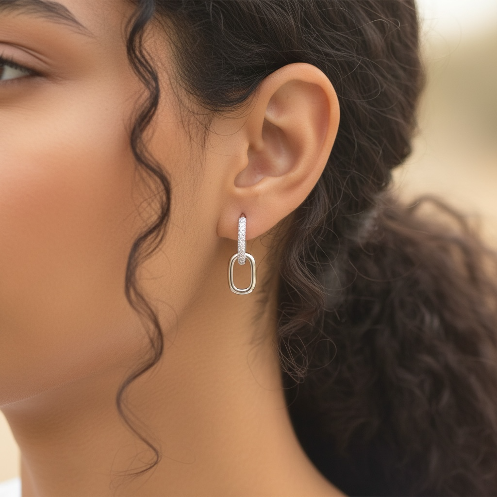 Pavé Link Drop Earrings