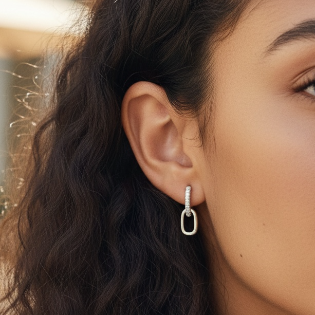 Pavé Link Drop Earrings