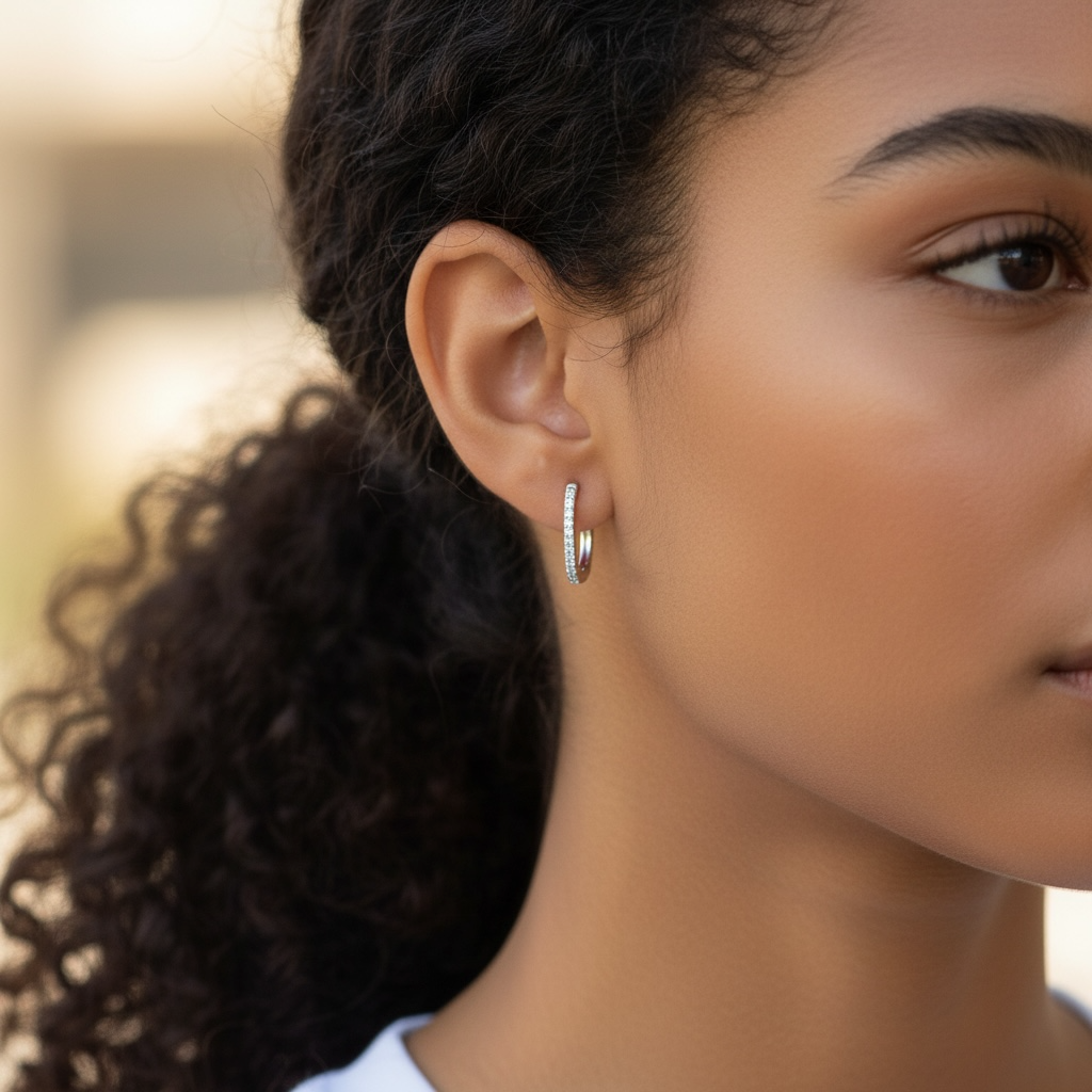 Vermeil Pavé Hoop Earrings
