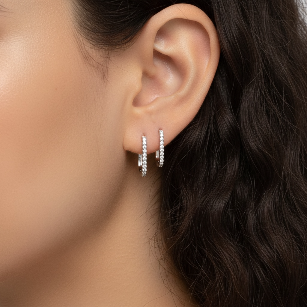 Vermeil Pavé Hoop Earrings