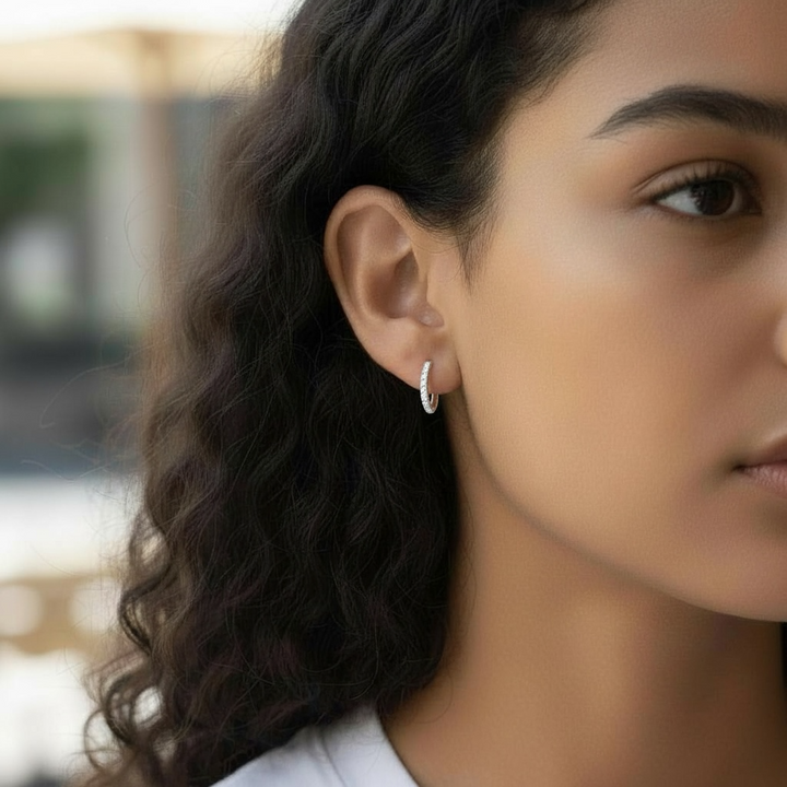 Pavé Huggie Hoop Earrings