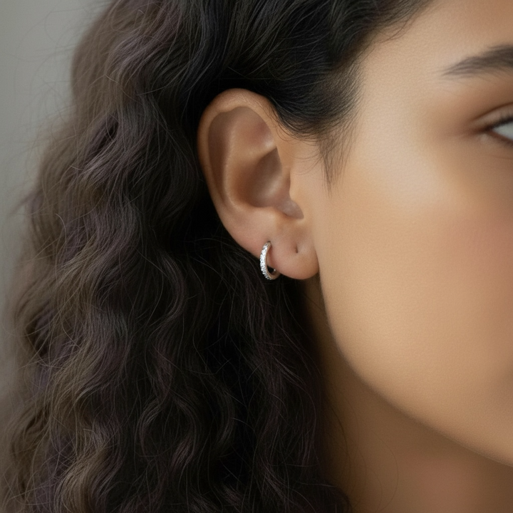 Pavé Huggie Hoop Earrings