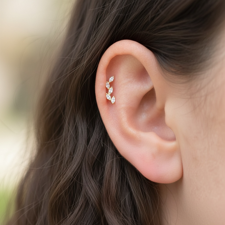 Single Leaf Ear climber Cartilage Earring