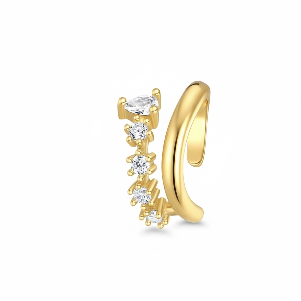 Single Gold Ear Cuff - No Pierce Cartilage Earring