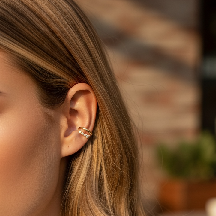 Single Gold Ear Cuff - No Pierce Cartilage Earring