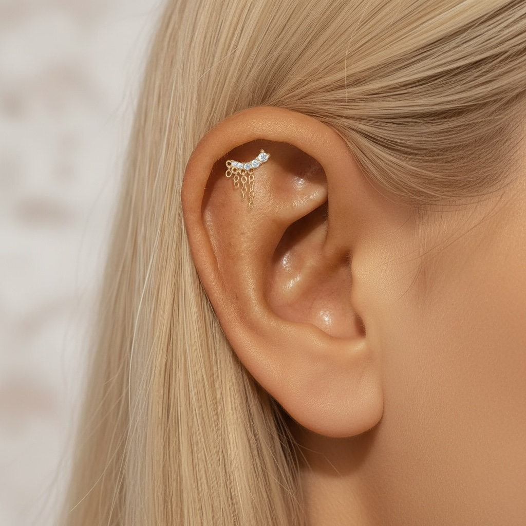 Single Chain Ear Climber | Dainty Cartilage Earring