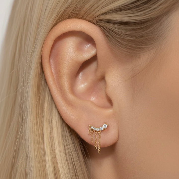 Single Chain Ear Climber | Dainty Cartilage Earring