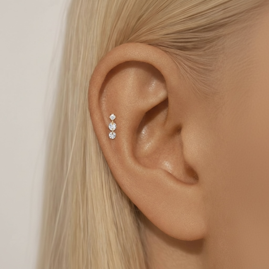 Single Gold Drop Cartilage Earring