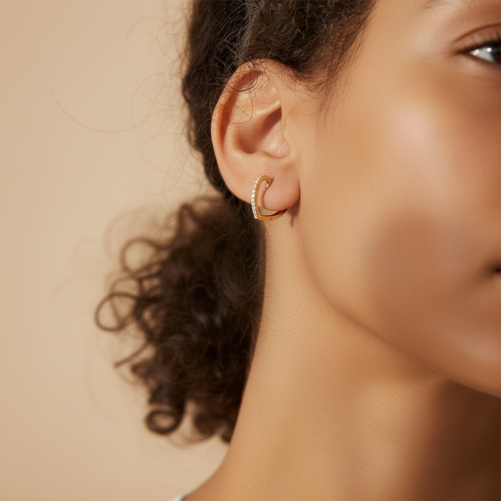 Páve Heart Huggie Earrings